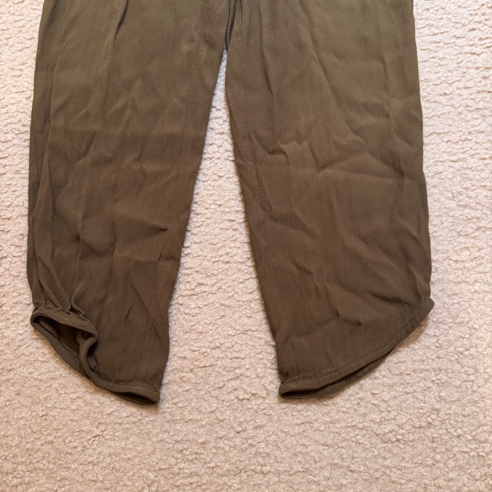 Anthropologie Leifsdottir Whimsigoth Olive Green Black Jumpsuit Lace Belt Sz 10 - Picture 15 of 16